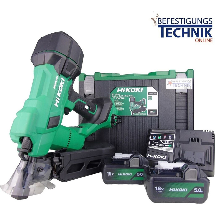 Hikoki - Akku Dachpappnagler - NV1845DA - Tacker & Nagler - 18 V, 5 Ah, Sicherheitsnase